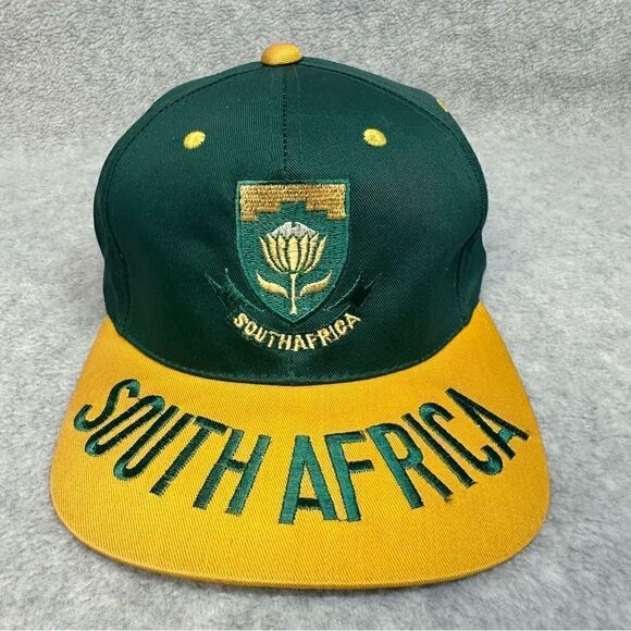 South Africa Snap Back Hat OSFA Yellow Green‎ Embroidered Bill Goods Galore - Picture 1 of 7